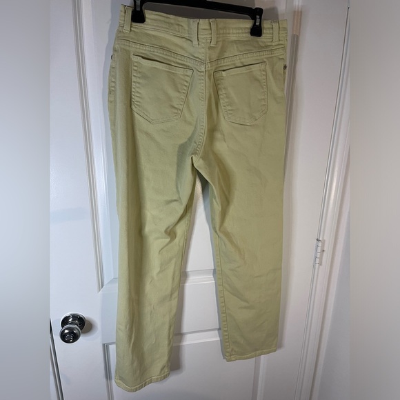 Gloria Vanderbilt Cotton Spandex Amanda Yellow Splashy Logo Pockets Pants Sz 12 - Picture 4 of 15